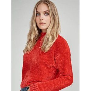 Sanctuary Chenille Mock Neck Sweater Party Red